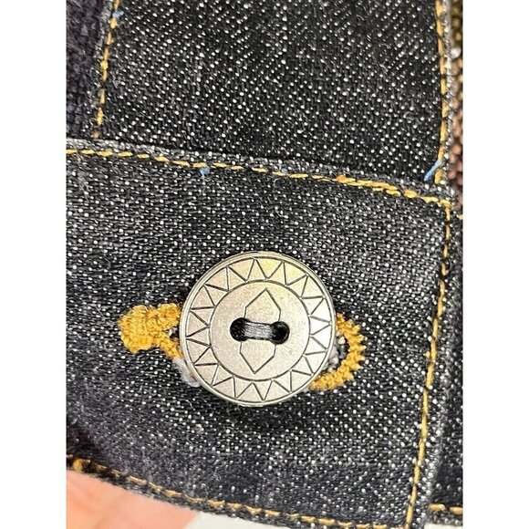 Chicos Denim Jacket M Gray Striped Embroidery Western Aztec Boho Retro 80s Chic - Picture 6 of 16